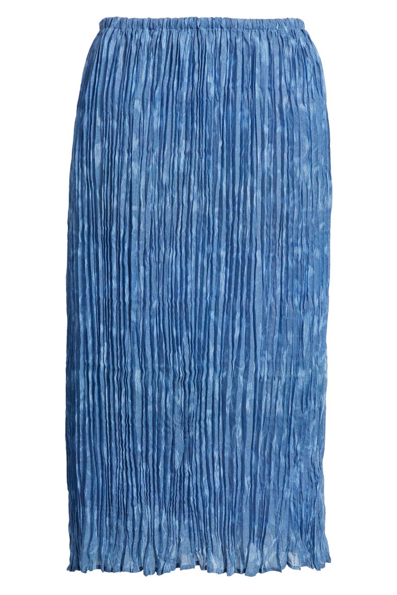 Pleated Midi Skirt, Alternate, color, INDIGO IKAT FLORAL