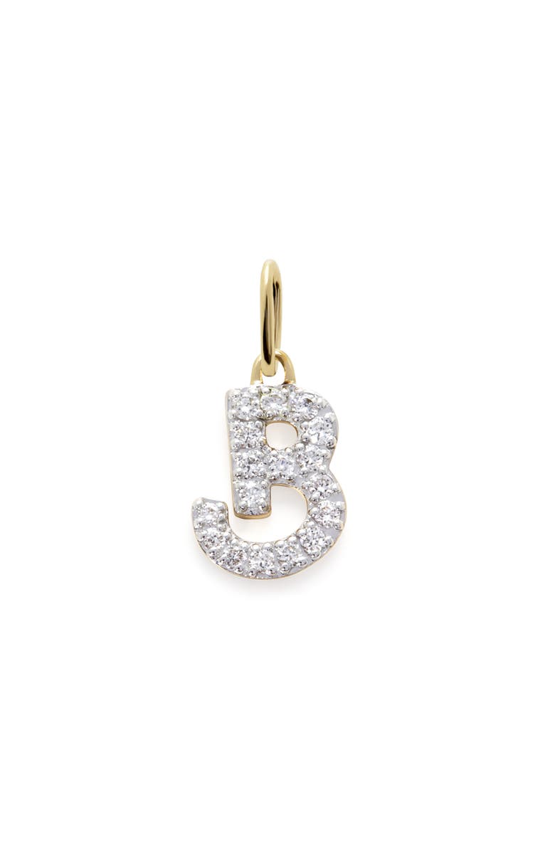 Monica Vinader Lab Grown Diamond Initial Pendant Charm, Main, color, 14K Gold B