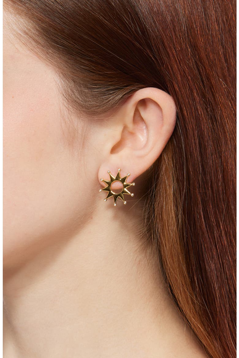 Crystal Sun Stud Earrings, Alternate, color, GOLD