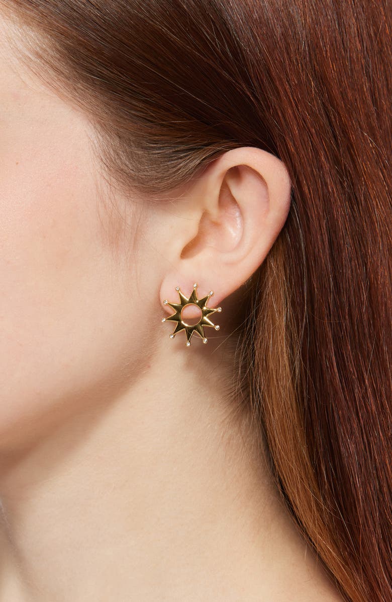 Lele Sadoughi Crystal Sun Stud Earrings, Alternate, color, Gold