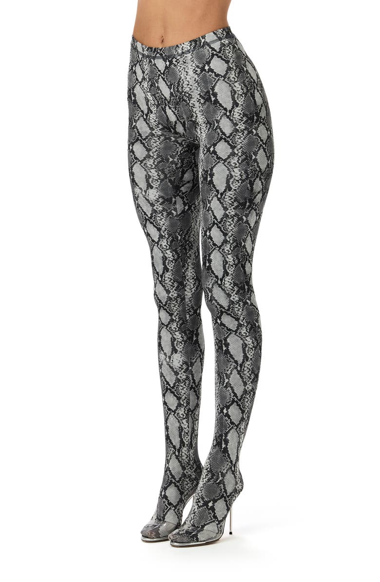 Naked Wardrobe Print Toe Leggings, Alternate, color, Grey Snakeskin