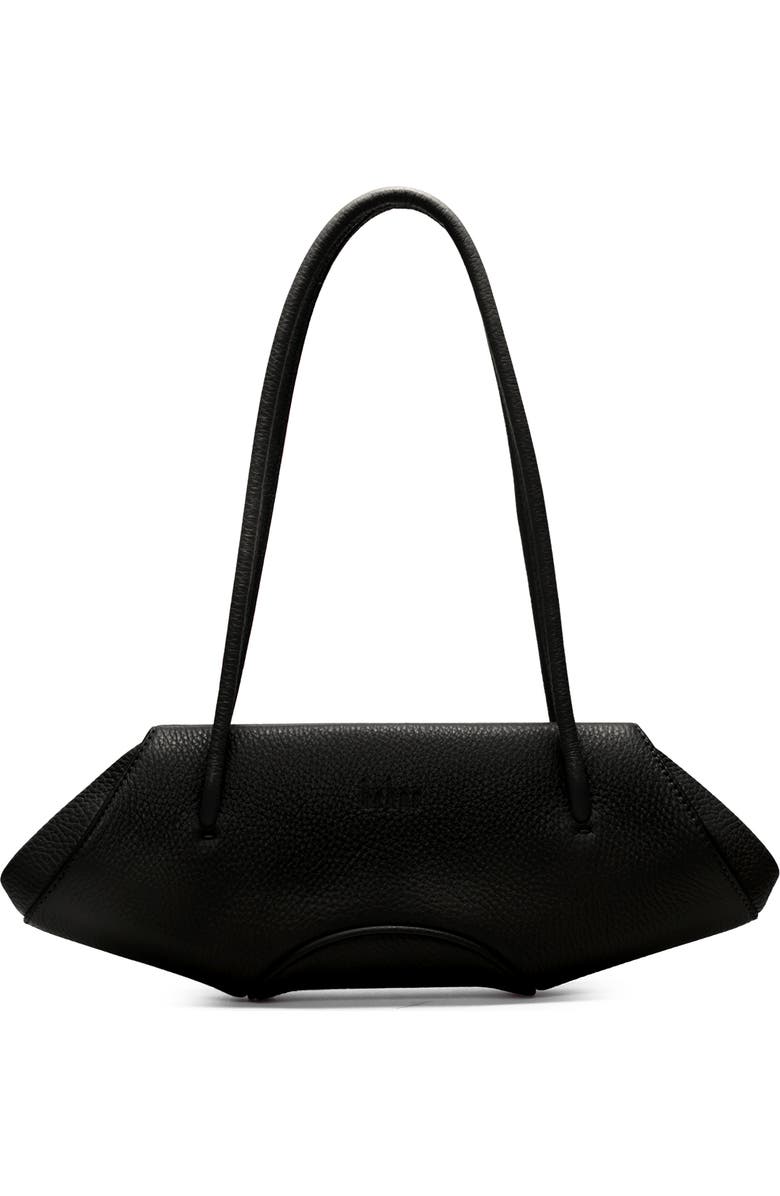 behno Mini Elizabeth Baguette Pebble Leather Shoulder Bag, Main, color, Black