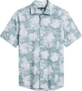 Robert Barakett Kyliam Floral Print Short Sleeve Cotton Button-Up Shirt