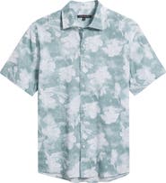Robert Barakett Kyliam Floral Print Short Sleeve Cotton Button-Up Shirt