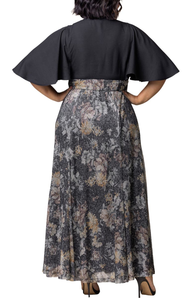 Kiyonna Avisa Flutter Sleeve Maxi Dress, Alternate, color, Gilded Florals
