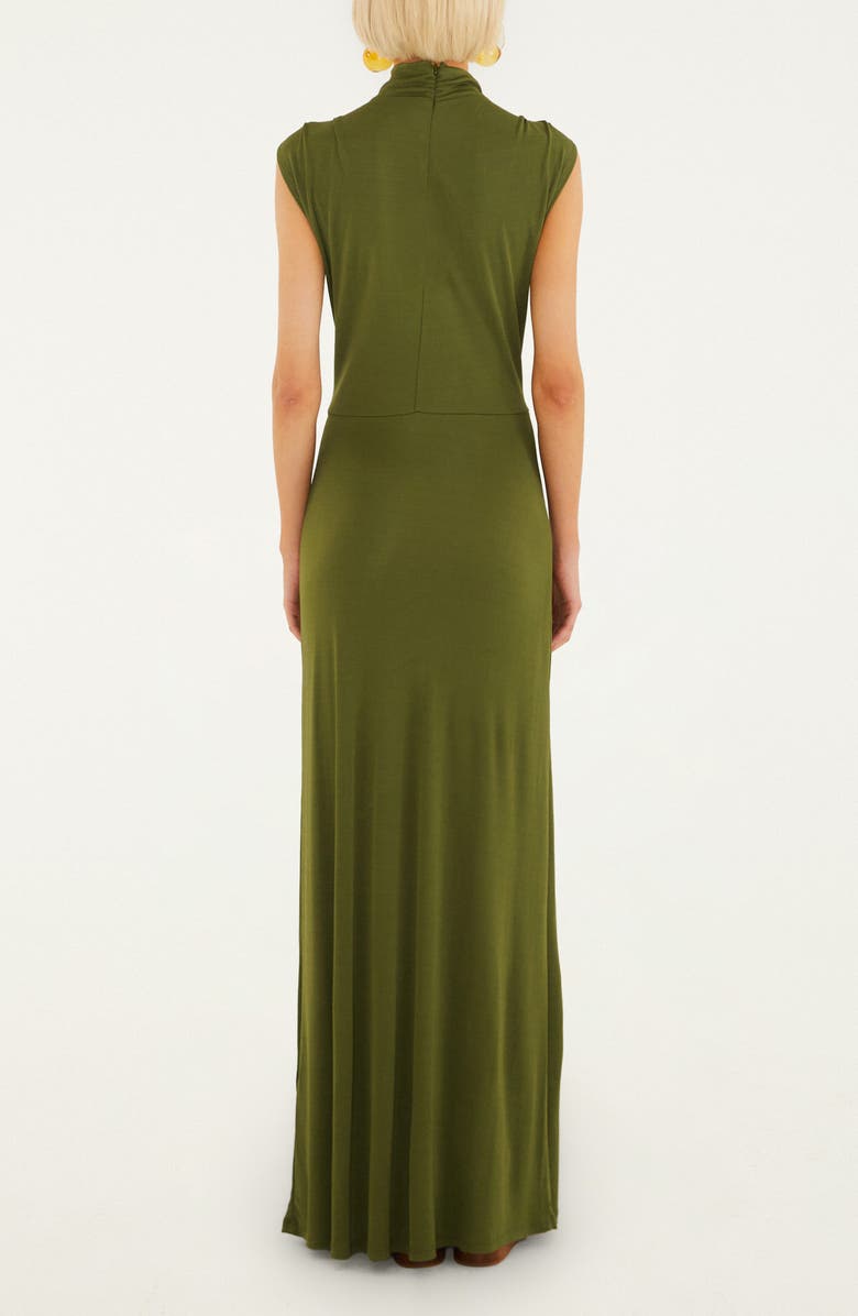 FARM Rio High Neck Cutout Maxi Dress, Alternate, color, Dark Green