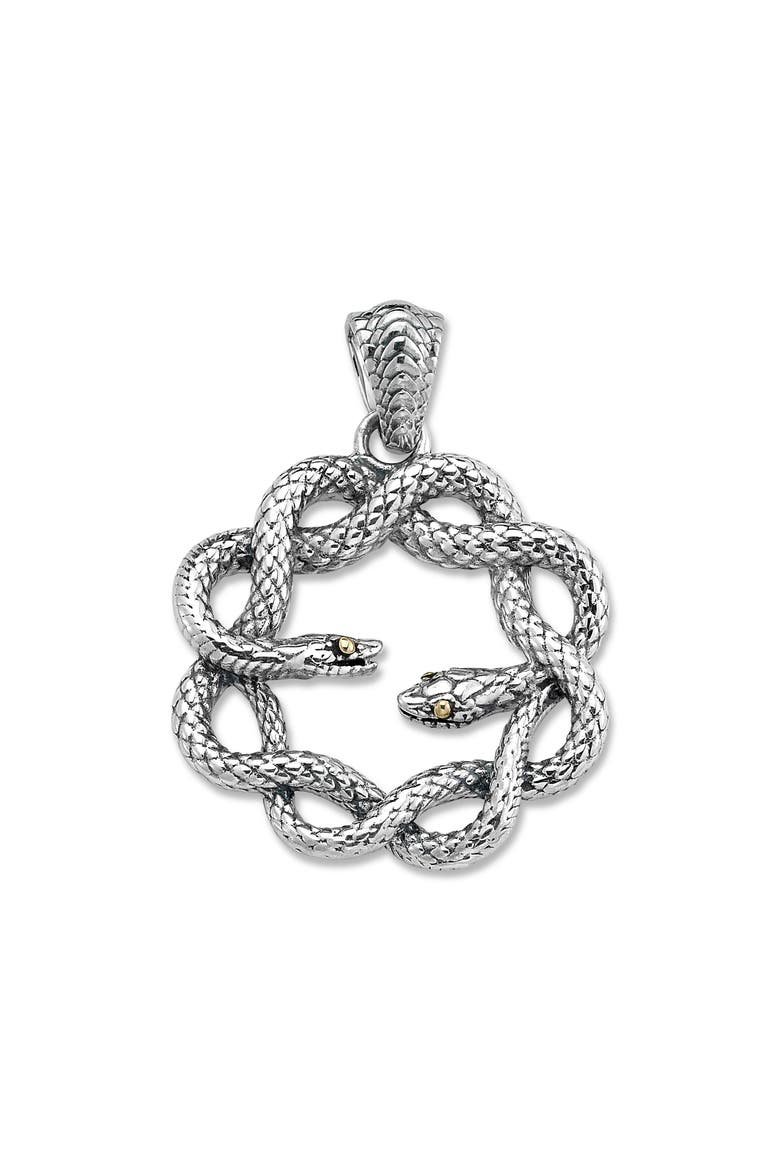 Sterling Silver & 18K Gold Double Snake Pendant, Main, color, SILVER