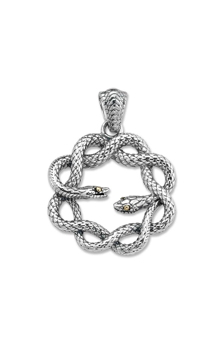 SAMUEL B. Sterling Silver & 18K Gold Double Snake Pendant, Main, color, Silver