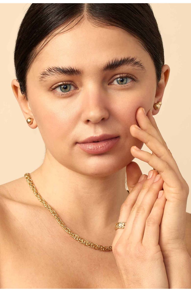 Oradina 14K Gold Celebration Ball Studs Earrings, Alternate, color, Yellow Gold