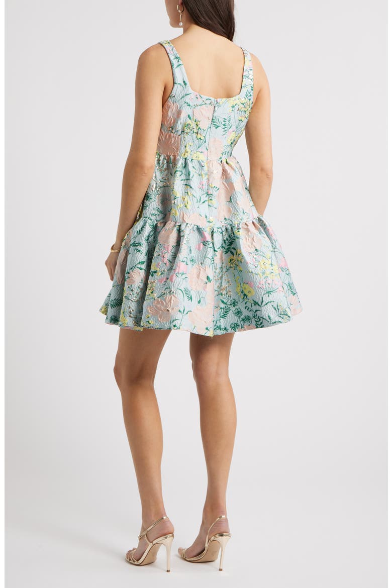 Floral Garden Brocade Cocktail Minidress, Alternate, color, BLUE MULTI FLORAL