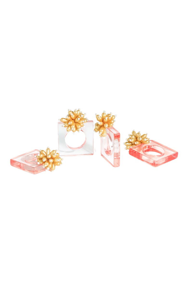 Acrylic Set of 4 Napkin Rings, Main, color, PINK/ ORANGE