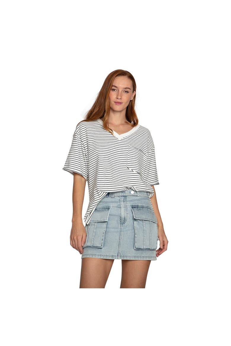 Brave Soul Oversized Striped T-Shirt, Main, color, white