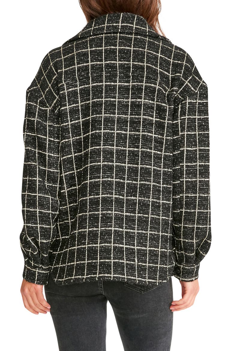 Window Seat Tweed Shirt Jacket, Alternate, color, BLACK