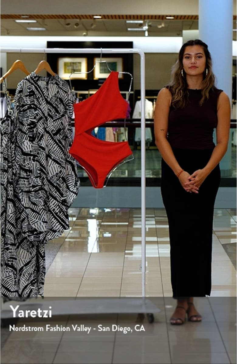 Celine Cutout One-Shoulder One-Piece Swimsuit, sales video thumbnail