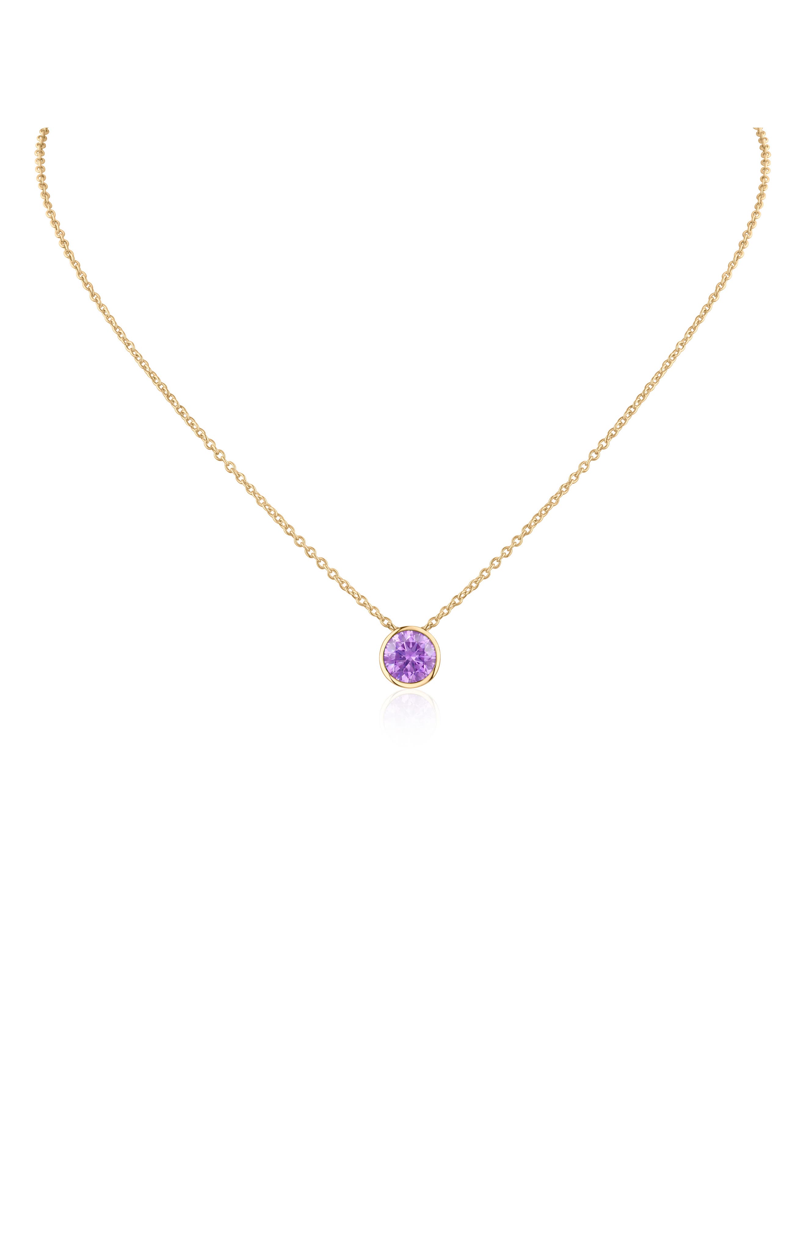 Bezel Cubic Zirconia Birthstone Pendant Necklace