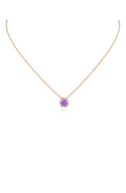 Bezel Cubic Zirconia Birthstone Pendant Necklace