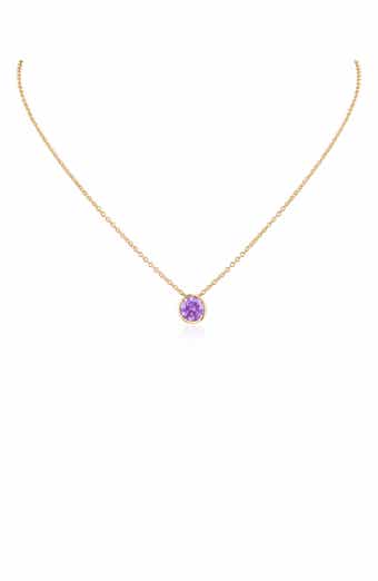 Bezel Cubic Zirconia Birthstone Pendant Necklace