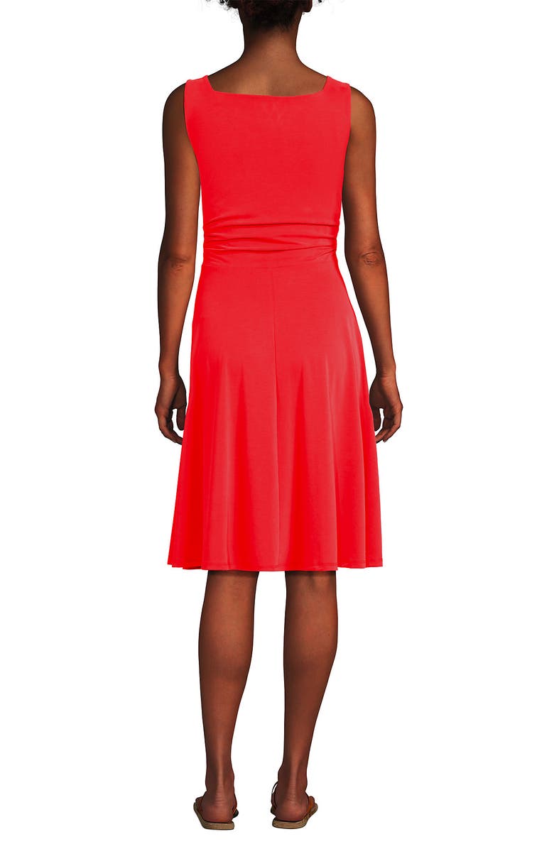 Lands' End Cupro Fit and Flare Sleeveless Dress, Alternate, color, Bright Poppy