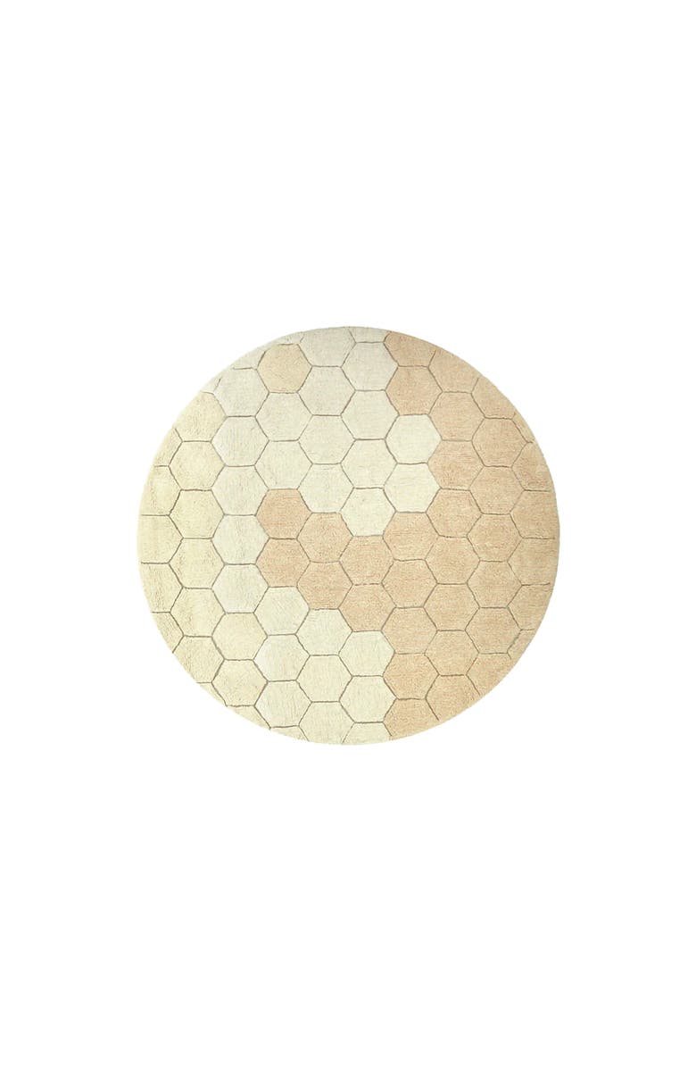 Lorena Canals Washable Rug Round Honeycomb, Main, color, Ivory, Vanilla, Golden