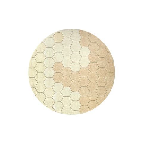 Washable Rug Round Honeycomb
