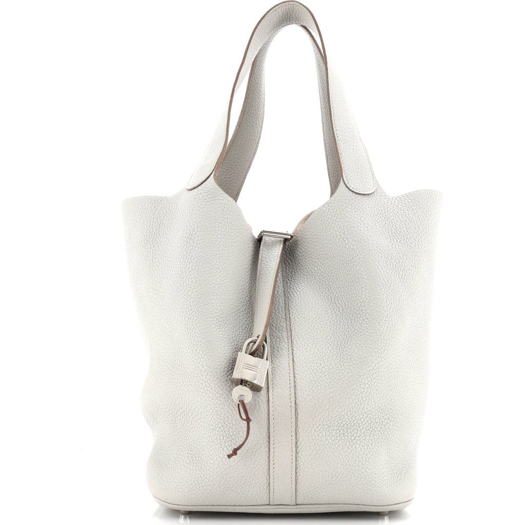 Pre-owned Hermes Hermes Picotin Lock Bag Clemence Gm In Gray