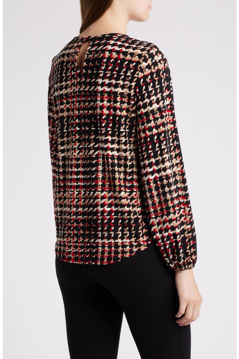 Print Pleat Neck Top, Alternate, color, ANNE BLACK MULTI