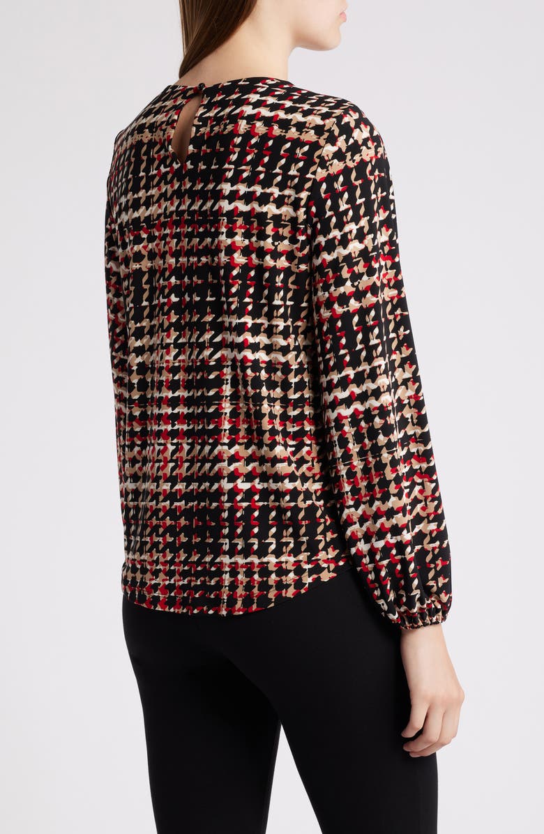 Anne Klein Print Pleat Neck Top, Alternate, color, 