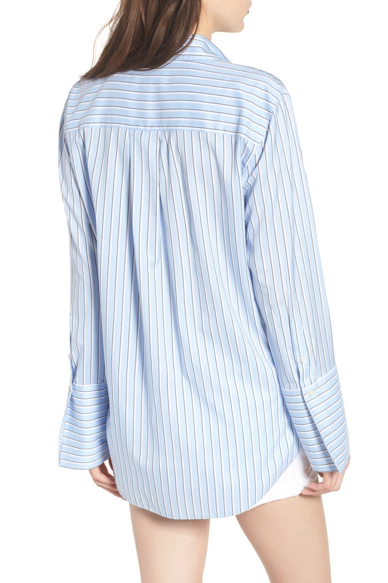Stripe Button Front Shirt, Alternate, color, BLUE BRUNNERA GROOVE STRIPE