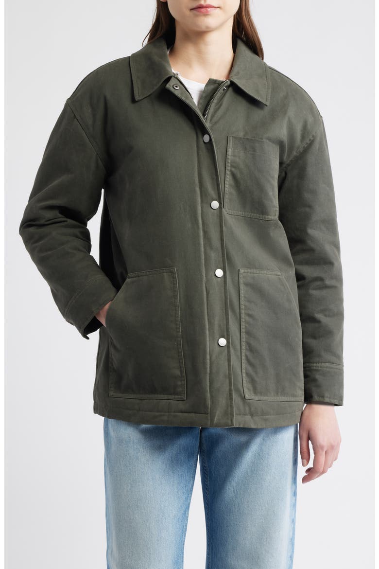 Tessuto Waxed Cotton Jacket with Removable Faux Fur Collar, Alternate, color, UMBER