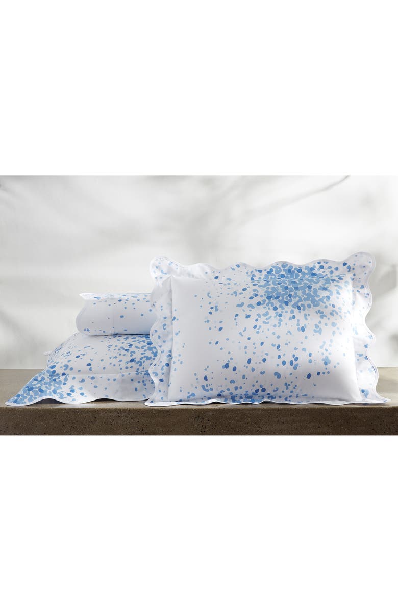 Matouk Poppy Fitted Sheet, Alternate, color, Azure