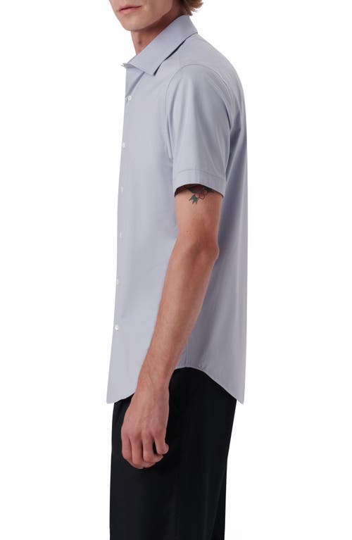 Bugatchi Miles Ooohcotton® Solid Short Sleeve Button-up Shirt In Platinum