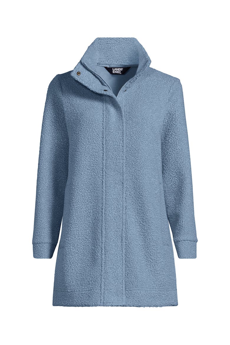 Boucle Fleece Coat, Alternate, color, Pale Slate Blue