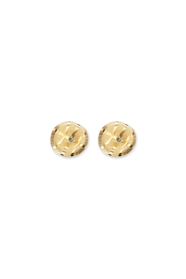 The Basketball Crooked Ball Diamond Earrings, Alternate, color, Gold / White Diamond