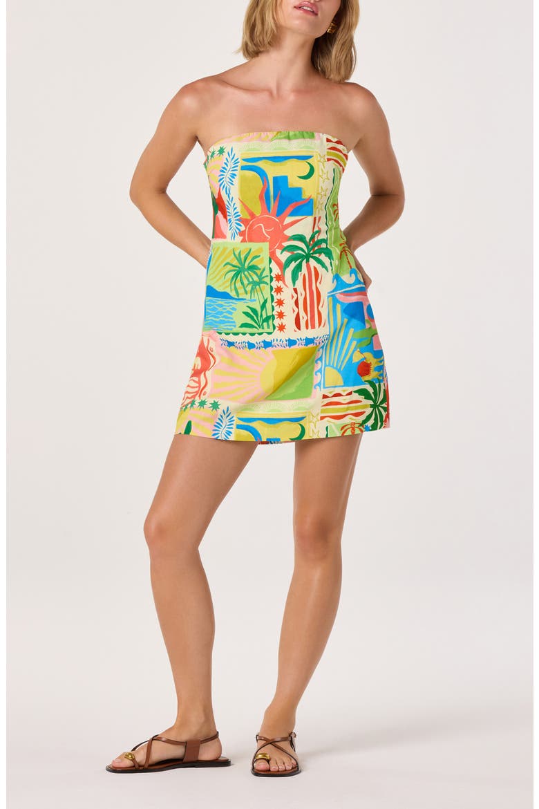Fatima Strapless Minidress, Main, color, SUNSET OASIS