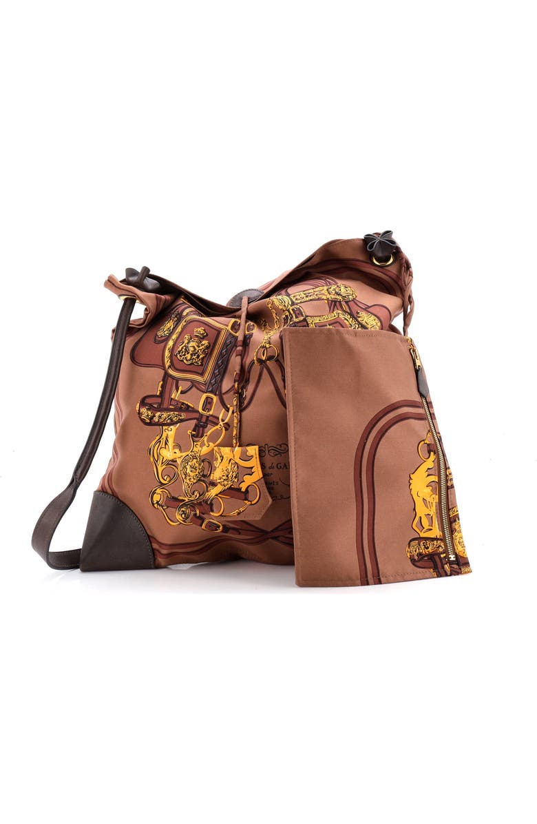 Pre-Owned Hermes Silky City Bag Printed Silk and Leather PM, Alternate, color, Brown