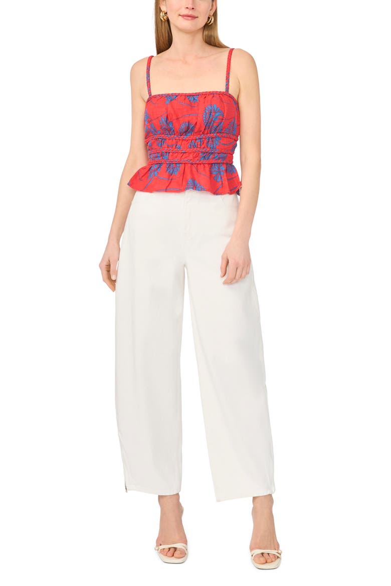 Smocked Peplum Cami, Alternate, color, AURA ORANGE