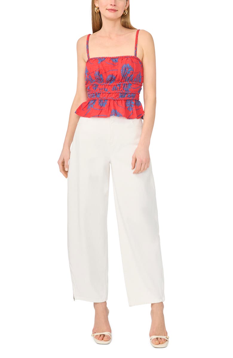 1.STATE Smocked Peplum Cami, Alternate, color, Aura Orange