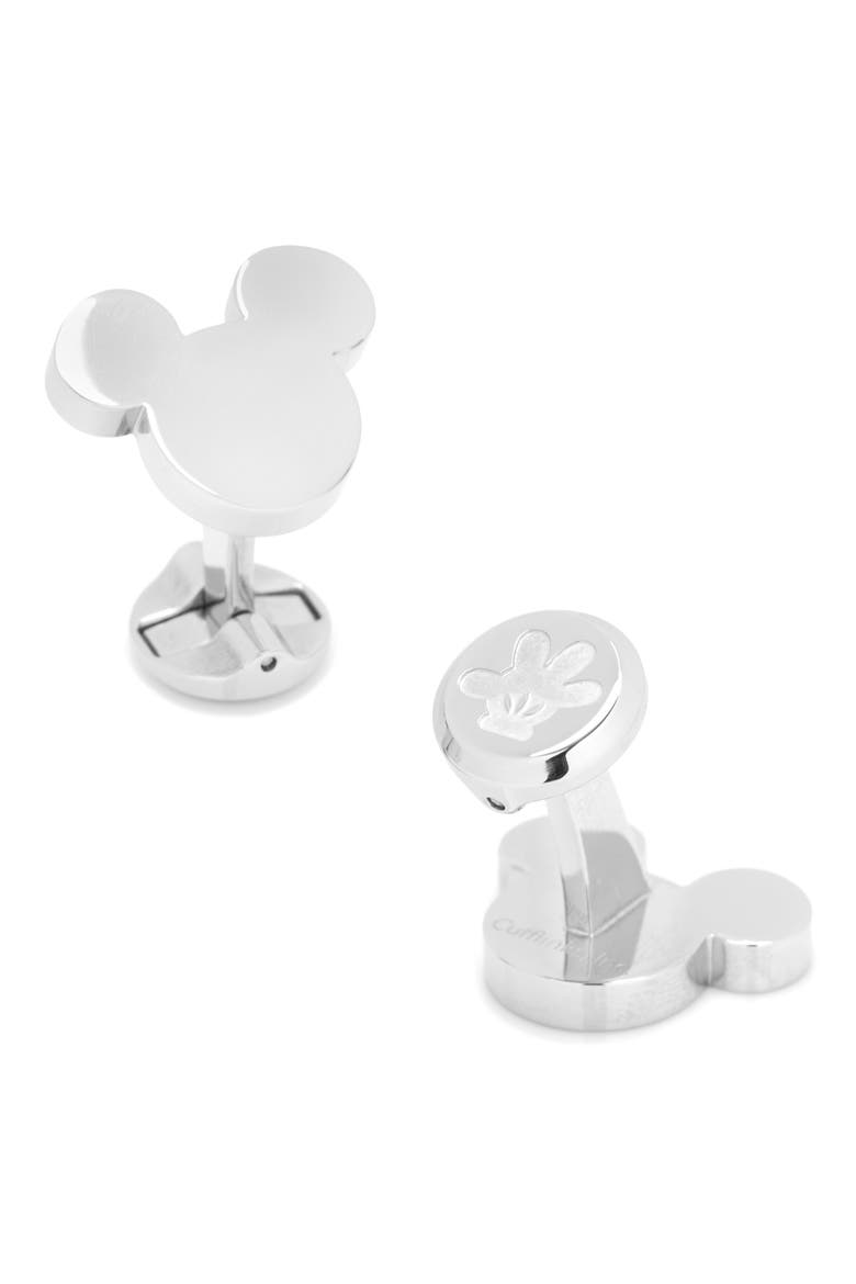 x Disney Mickey Mouse Cuff Links, Main, color, SILVER