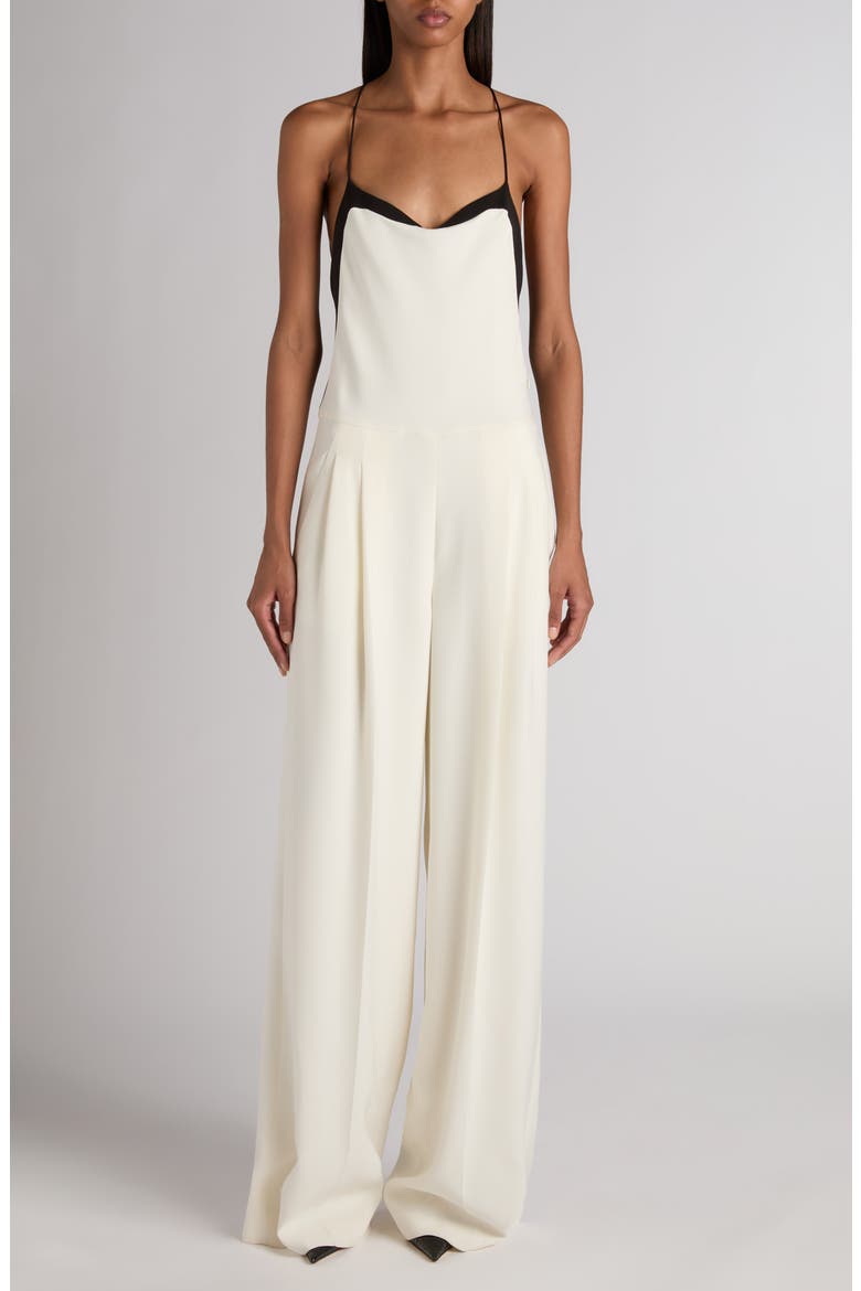 Double Georgette Stretch Camisole Jumpsuit, Main, color, CHALK/ BLACK