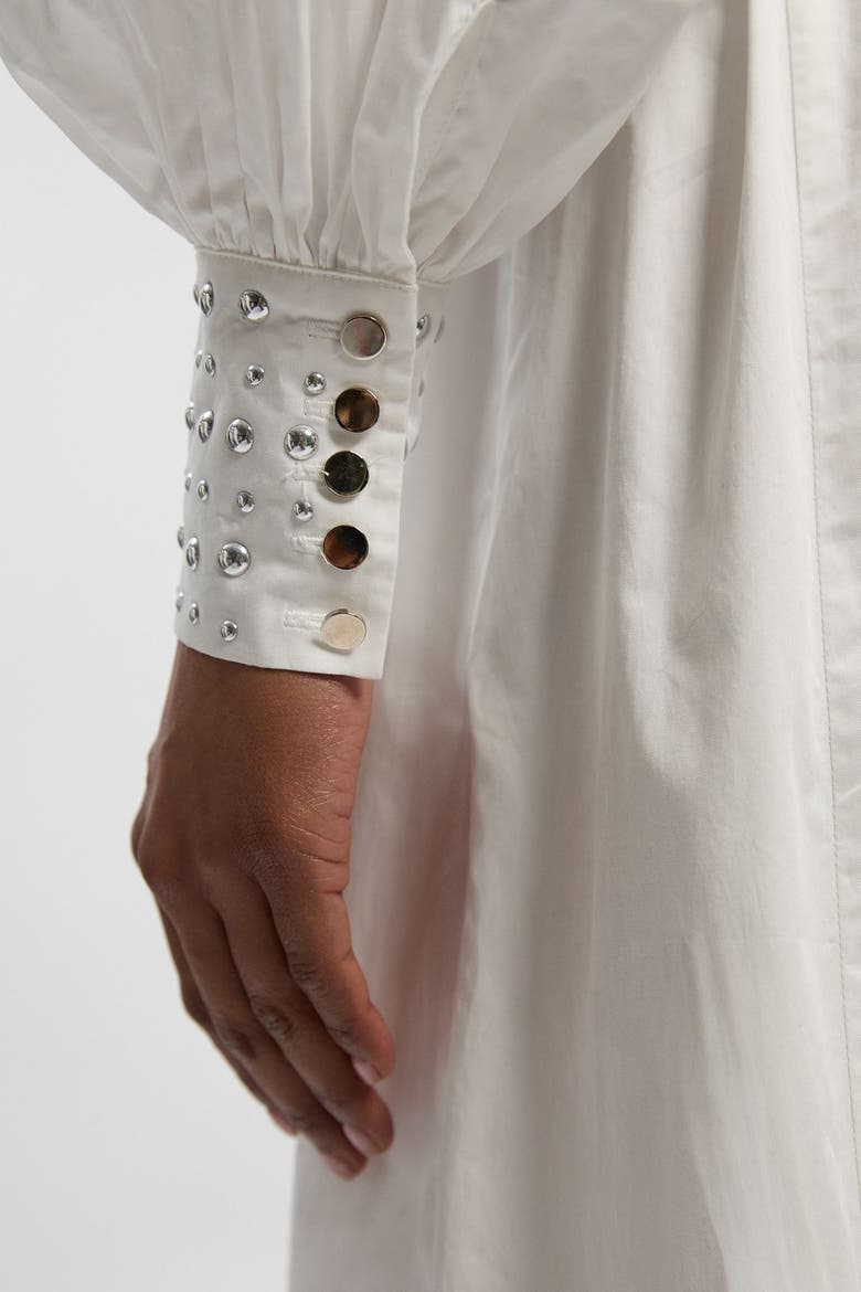 Cotton Studded Maxi Shirt Dress, Alternate, color, White