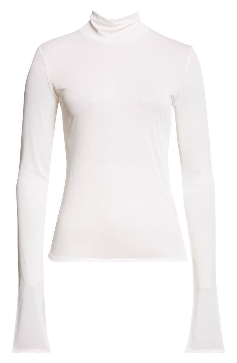 Jil Sander Semisheer Fitted Turtleneck Top, Alternate, color, Latte