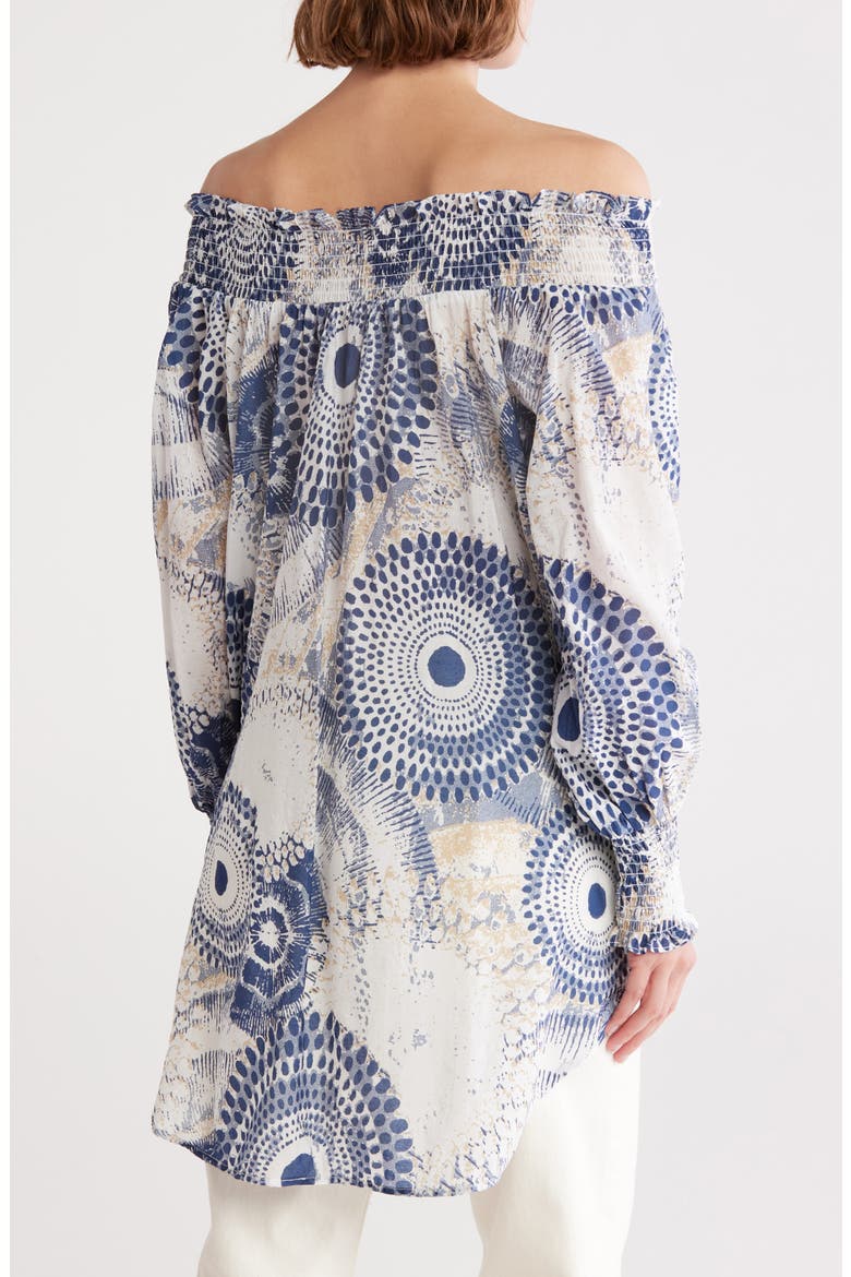 Off the Shoulder High-Low Tunic Shirt, Alternate, color, NAVY