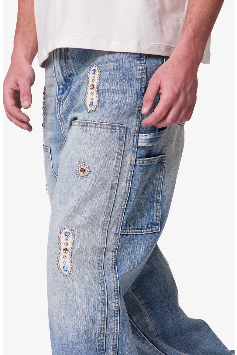 Western Jewel Baggy Carpenter Jeans, Alternate, color, BLUE