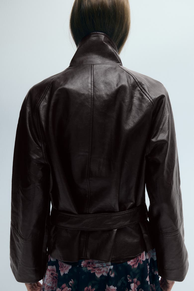 Double-Breasted Coated Jacket, Alternate, color, Dark brown