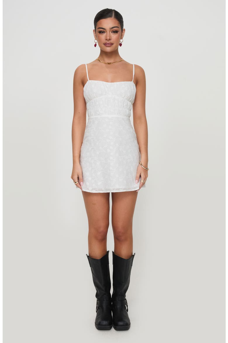 Lucius Floral Embroidered Cotton Minidress, Alternate, color, WHITE
