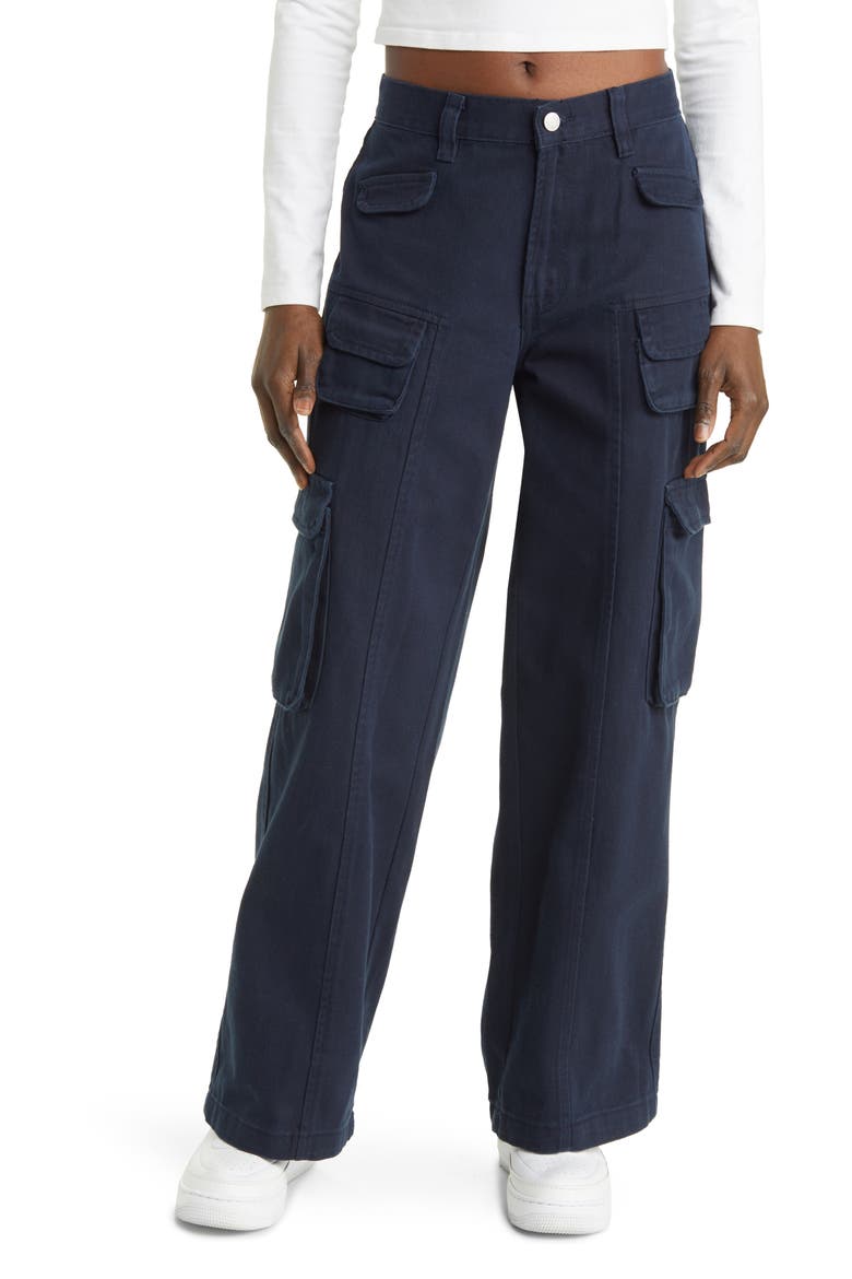 Mid Rise Baggy Cargo Pants, Main, color, NAVY BLAZER
