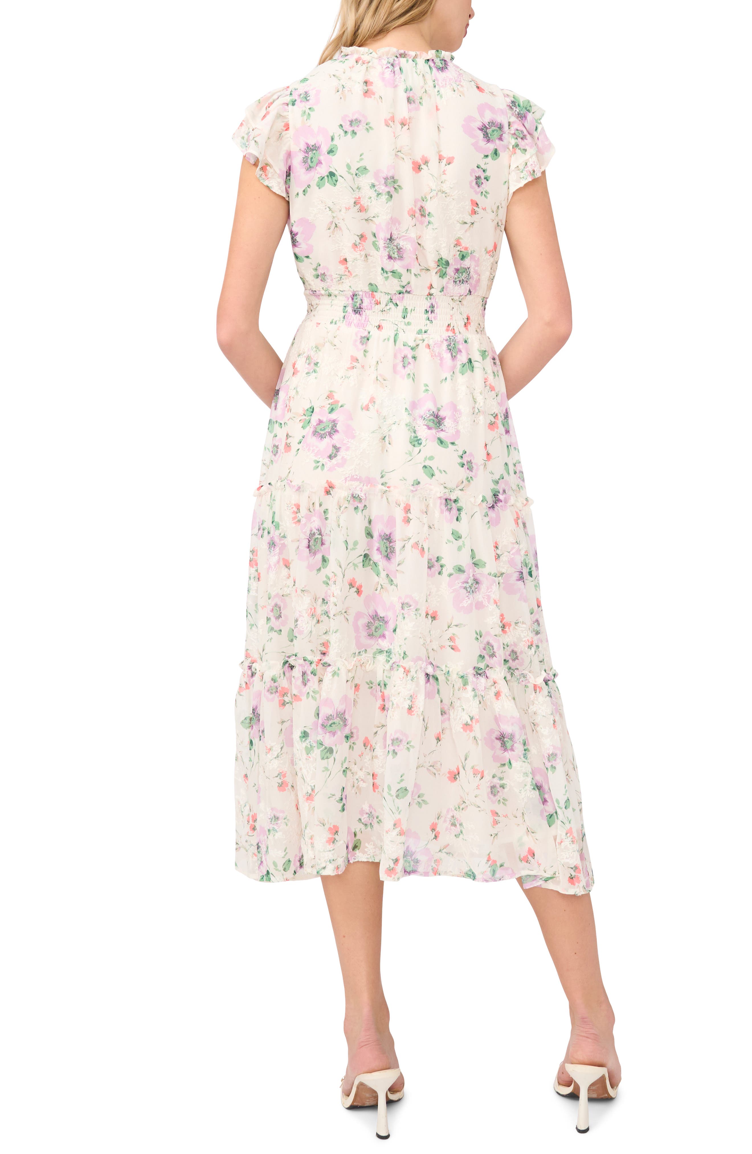 Floral Flutter Sleeve Midi Dress - image 2