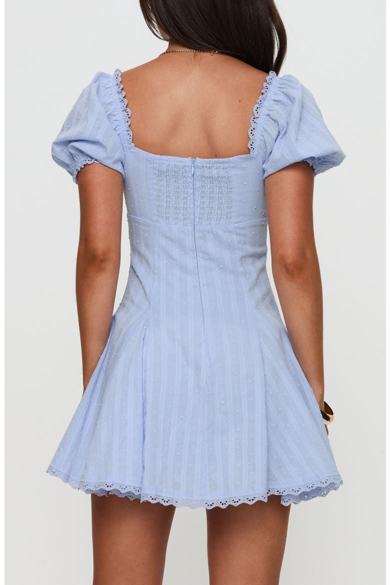 Rabatia Puff Sleeve Cotton Minidress, Alternate, color, BLUE