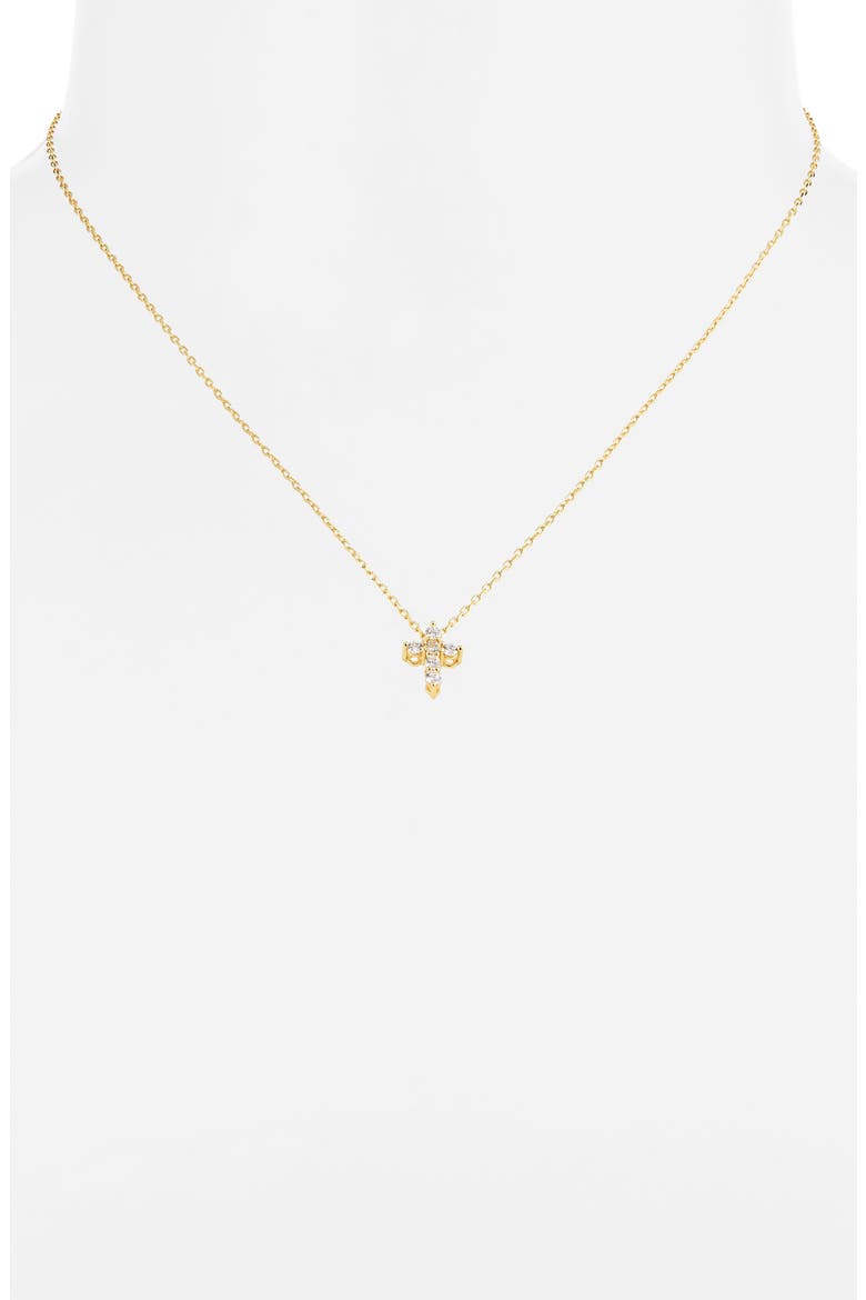 Cubic Zirconia Cross Pendant Necklace, Alternate, color, GOLD