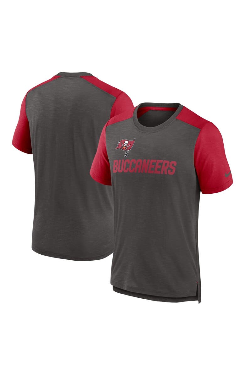 Nike Men's Nike Heathered Pewter/Heathered Red Tampa Bay Buccaneers Color Block Team Name T-Shirt, Main, color, 
